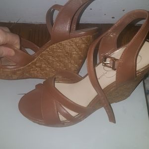 Size 7 1/2 Jessica Simpson Brown Wedges